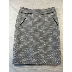 Cynthia‎ Rowley Tweed Lined Pencil Skirt Knee Length Size 10 Gray Black White
